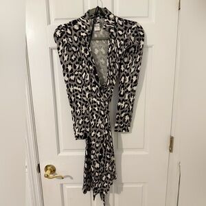 Diane von Furstenberg Women's New Jeanne Silk Jersey Wrap Dress Cheetah Size 0